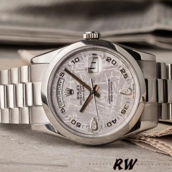 Rolex Day Date 118206 Meteorite Grey Dial 36mm Unisex Replica Watch - Image 4