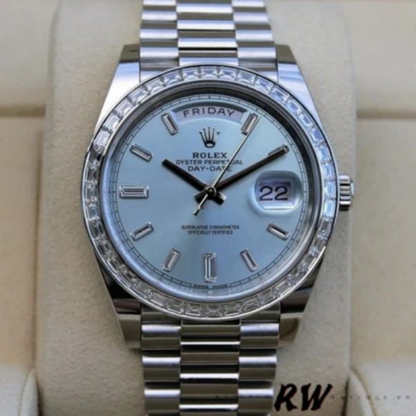 Rolex Day-Date 228396TBR Ice Blue Diamond Dial Diamond Bezel 40mm Mens Replica Watch - Image 2