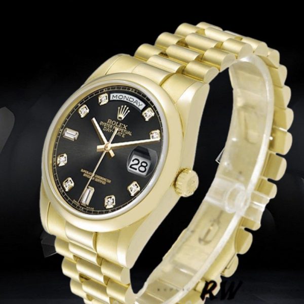 Rolex Day-Date 118208 Black Diamond Dial 36mm Unisex Replica Watch - Image 3