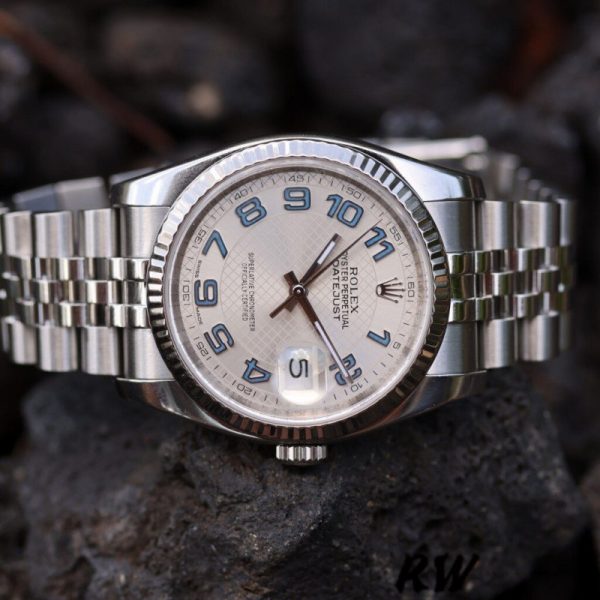Rolex Datejust 116234 Silver Dial Blue Arabic Numeral Hour Markers 36mm Unisex Replica Watch - Image 3