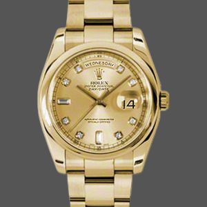 Rolex Day-Date 118208 Champagne Diamond Dial 36mm Unisex Replica Watch
