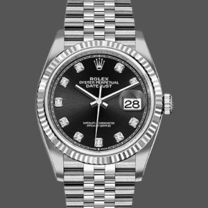 Rolex Datejust 126234 Fluted Bezel Black Diamond Dial 36MM Unisex Replica Watch