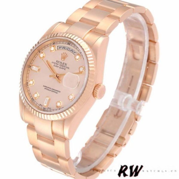 Rolex Day-Date 118235 Everose Gold Pink Diamond Dial 36mm Lady Replica Watch - Image 3