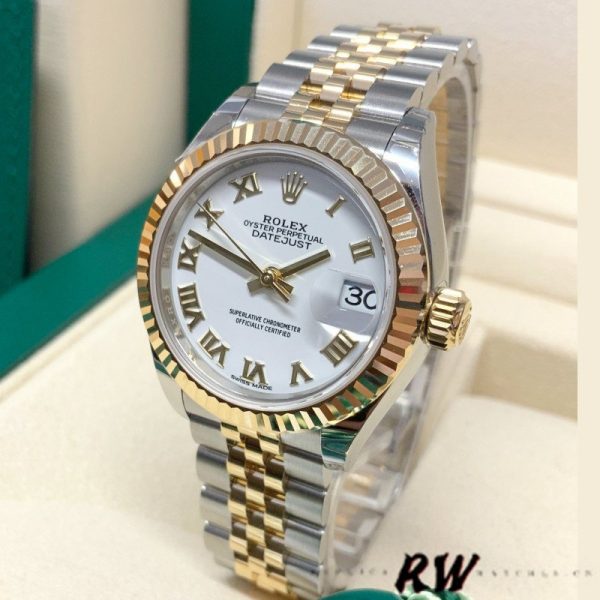 Rolex Datejust 279173 White Roman Numeral Dial Fluted Bezel 28mm Lady Replica Watch - Image 3