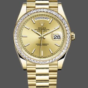 Rolex Day-Date 228398TBR Champagne Index Dial Diamond Bezel 40mm Mens Replica Watch