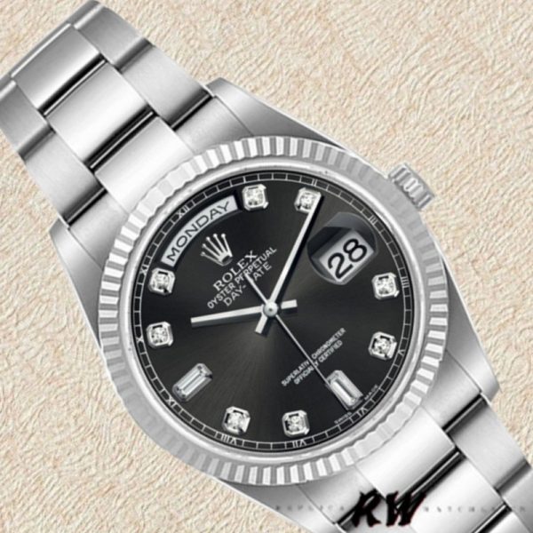 Rolex Day-Date 118239 Black Diamonds Dial 36mm Unisex Replica Watch - Image 2