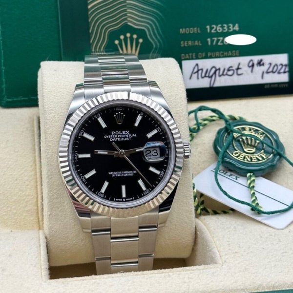 Rolex Datejust 126334 Fluted Bezel Black Dial 41MM Mens Replica Watch - Image 3