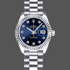 Rolex Datejust 179179 Blue Diamond Dial Fluted Bezel 26MM Lady Replica Watch