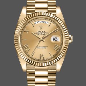 Rolex Day-Date 228238 Champagne Roman Dial Fluted Bezel 40mm Mens Replica Watch