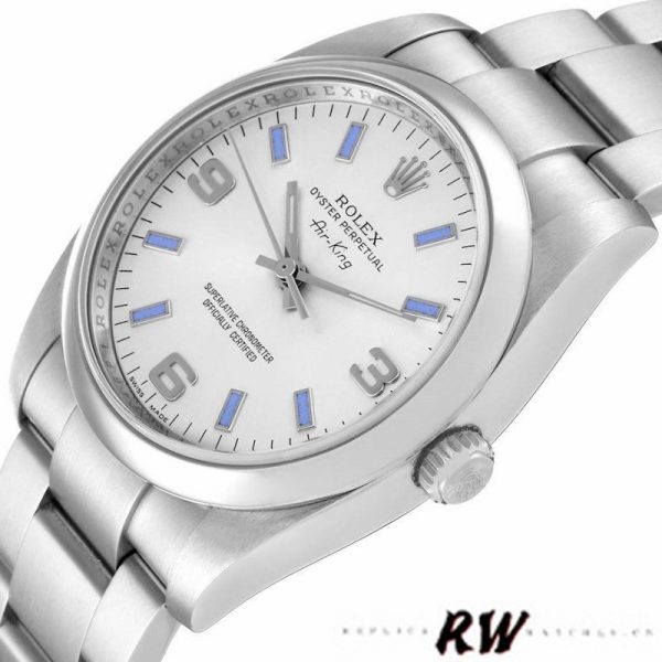 Rolex Oyster Perpetual Air-King 114200 Silver Dial 34mm Unisex Replica watch - Image 4