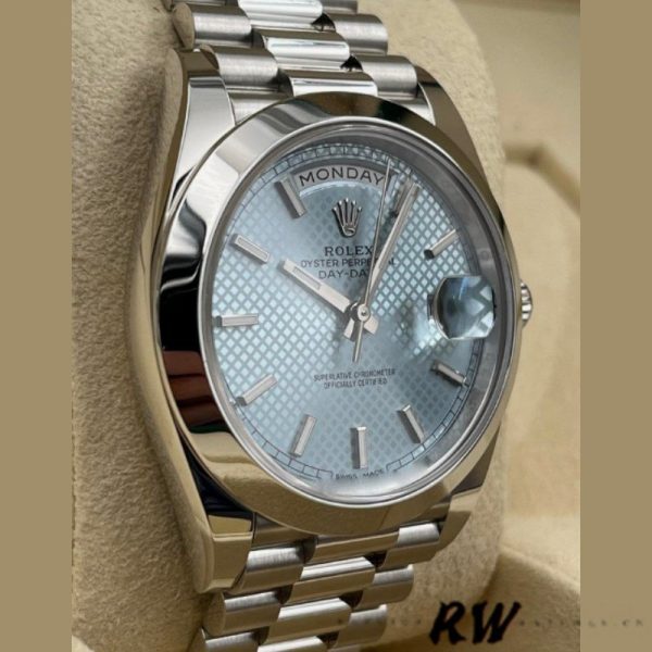 Rolex Day-Date 228206 Ice Blue Motif Dial Platinum 40MM Mens Replica Watch - Image 2