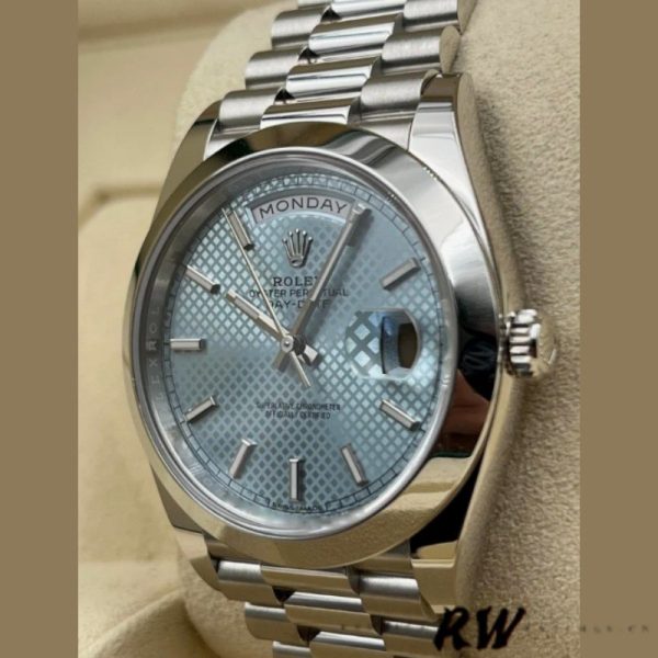 Rolex Day-Date 228206 Ice Blue Motif Dial Platinum 40MM Mens Replica Watch - Image 3