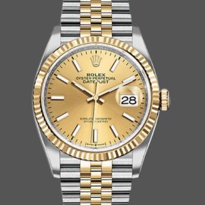 Rolex Datejust 126233 Champagne Index Dial Fluted Bezel 36MM Unisex Replica Watch