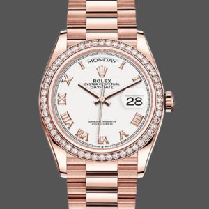 Rolex Day-Date 128345RBR White Dial Everose Gold 36MM Unisex Replica Watch
