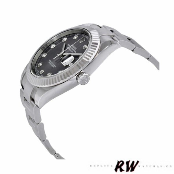 Rolex Datejust 126334 Fluted Bezel Dark Rhodium Grey Dial 41MM Mens Replica Watch - Image 3