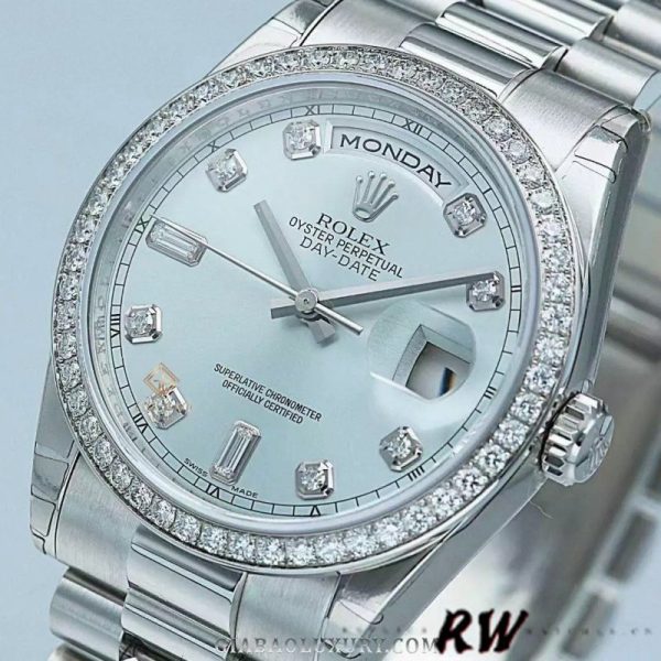 Rolex Day Date 118346 Ice Blue Dial 36mm Unisex Replica Watch - Image 3