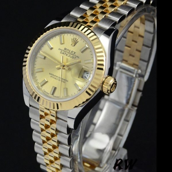 Rolex Datejust 279173 Champagne Index Dial Fluted Bezel 28mm Lady Replica Watch - Image 5