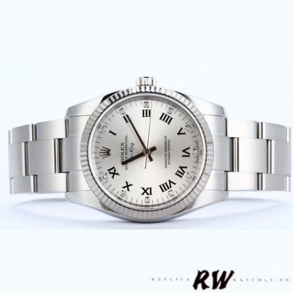 Rolex Oyster Perpetual Air-King 114234 Silver Roman Diamond Dial 34mm Unisex Replica Watch - Image 3