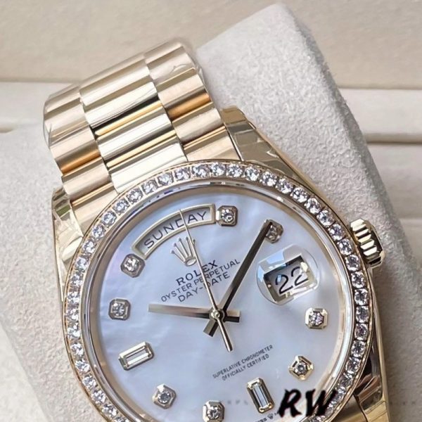 Rolex Day Date 128348RBR MOP Yellow Gold 36MM Unisex Replica Watch - Image 2
