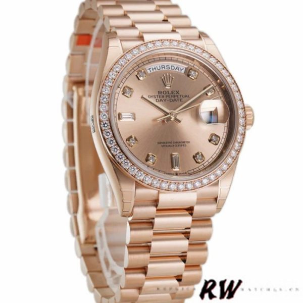 Rolex Day-Date 128345RBR Champagne Rose Dial Everose Gold 36MM Unisex Replica Watch - Image 2