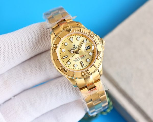 Rolex Yacht Master 169628 Yellow Gold Champagne Dial 29mm Lady Replica Watch - Image 3