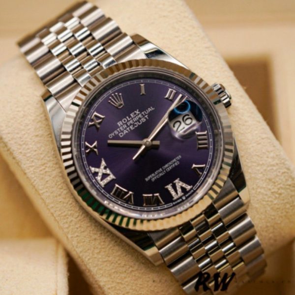 Rolex Datejust 126234 Fluted Bezel Aubergine Dial 36MM Unisex Replica Watch - Image 3