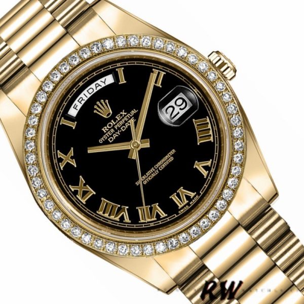 Rolex Day-Date 218348 Black Roman Dial 41MM Mens Replica Watch - Image 3