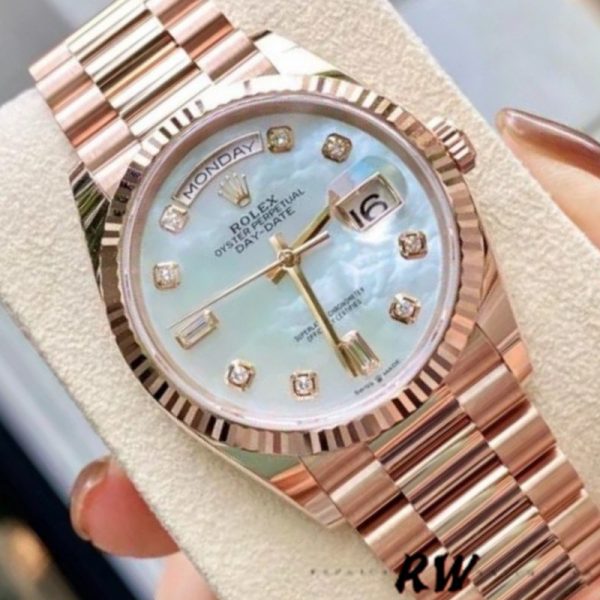 Rolex Day-Date 128235 Everose Gold MOP Dial 36MM Unisex Replica Watch - Image 3