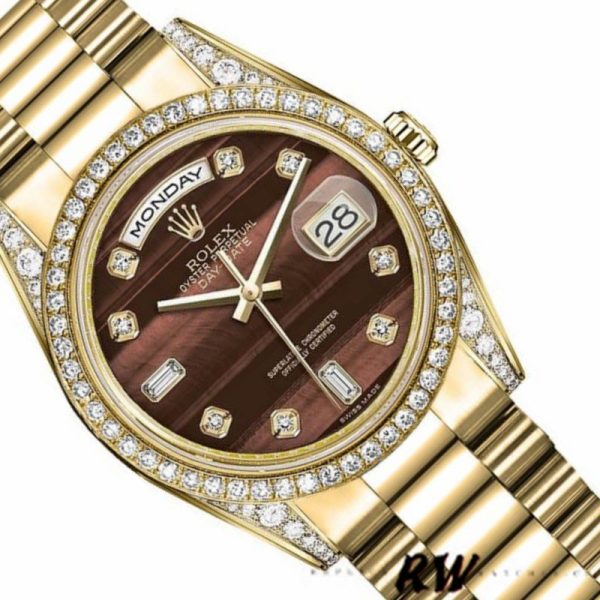 Rolex Day-Date 118388 Bull’s Eye Brown Dial 36mm Unisex Replica Watch - Image 3