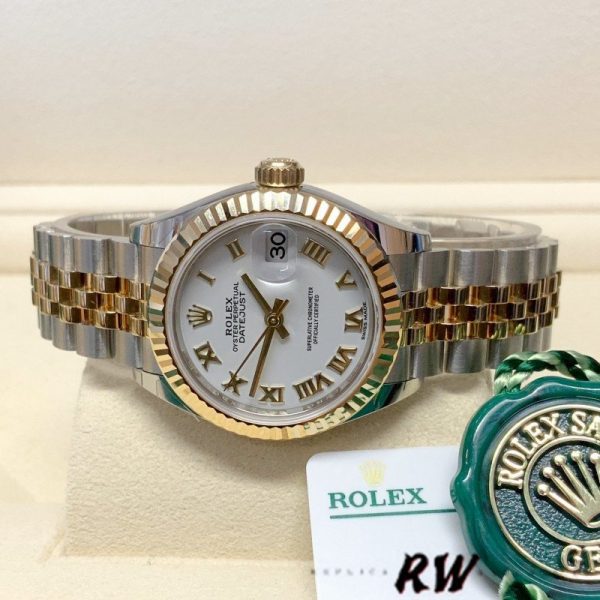 Rolex Datejust 279173 White Roman Numeral Dial Fluted Bezel 28mm Lady Replica Watch - Image 5