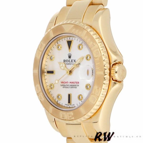 Rolex Yacht Master 168628 White MOP Dial Yellow Gold 35MM Unisex Replica Watch - Image 3