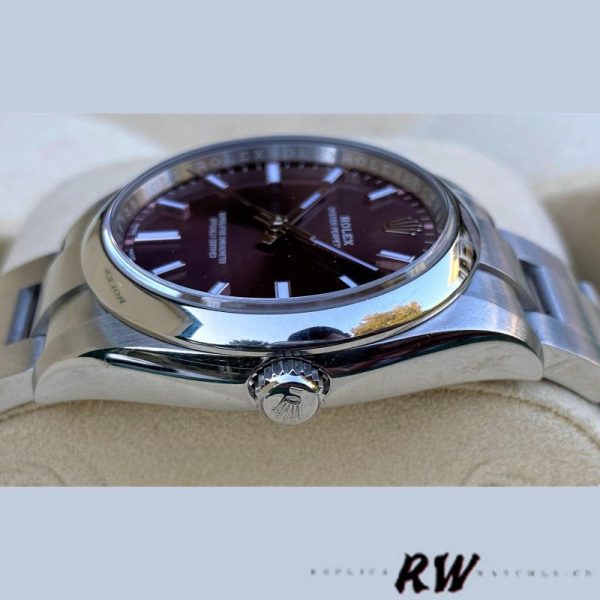 Rolex Oyster Perpetual Air-King 114200 Grape Red Index Dial 34mm Unisex Replica watch - Image 4