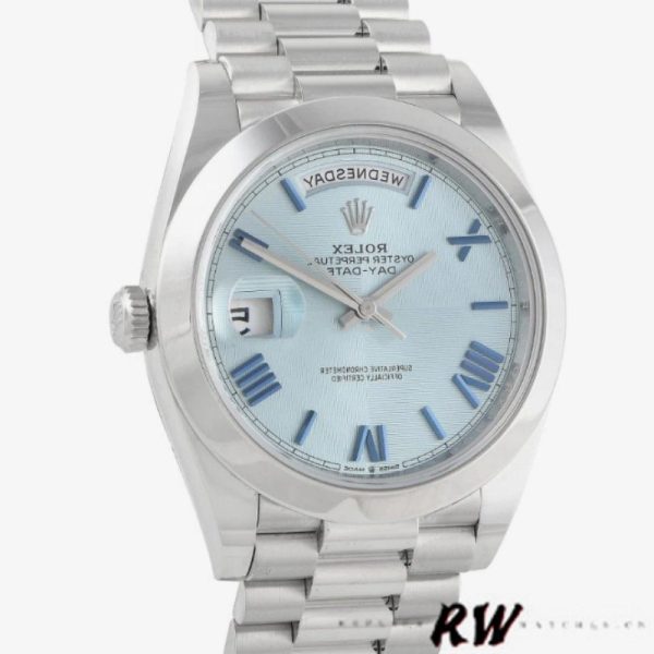 Rolex Day-Date 228206 Ice Blue Quadrant Dial Platinum 40MM Mens Replica Watch - Image 3