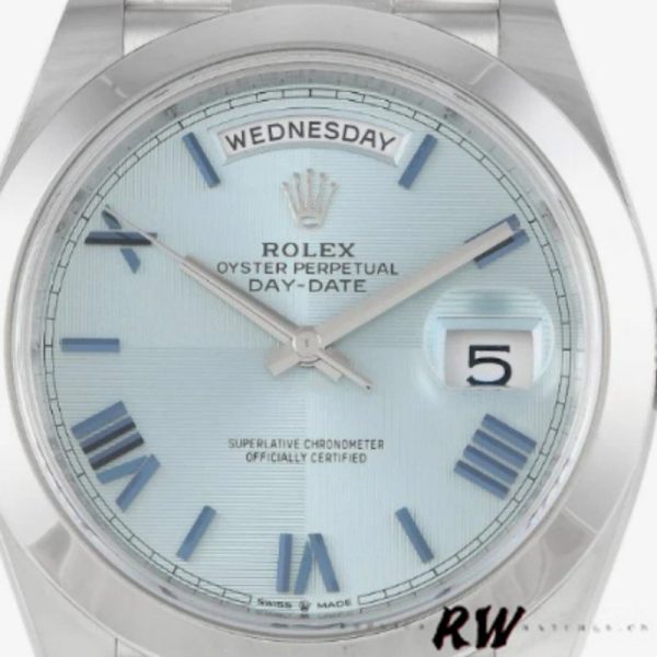 Rolex Day-Date 228206 Ice Blue Quadrant Dial Platinum 40MM Mens Replica Watch - Image 2