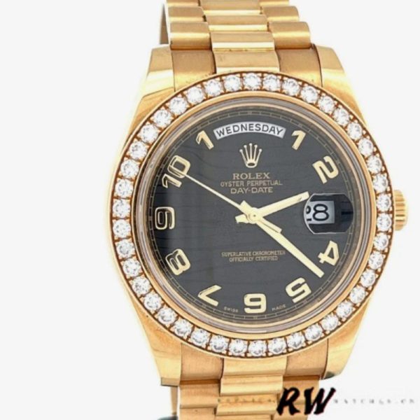 Rolex Day-Date 218348 Wave Black Dial 41MM Mens Replica Watch - Image 2