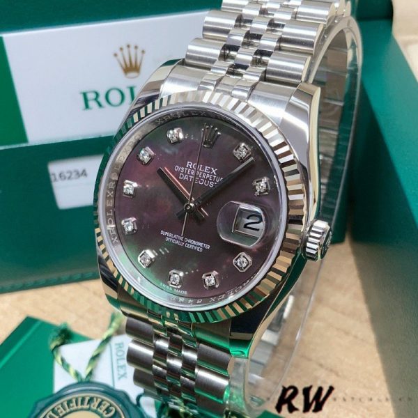 Rolex Datejust 116234 Black MOP Diamond Dial 36mm Unisex Replica Watch - Image 2