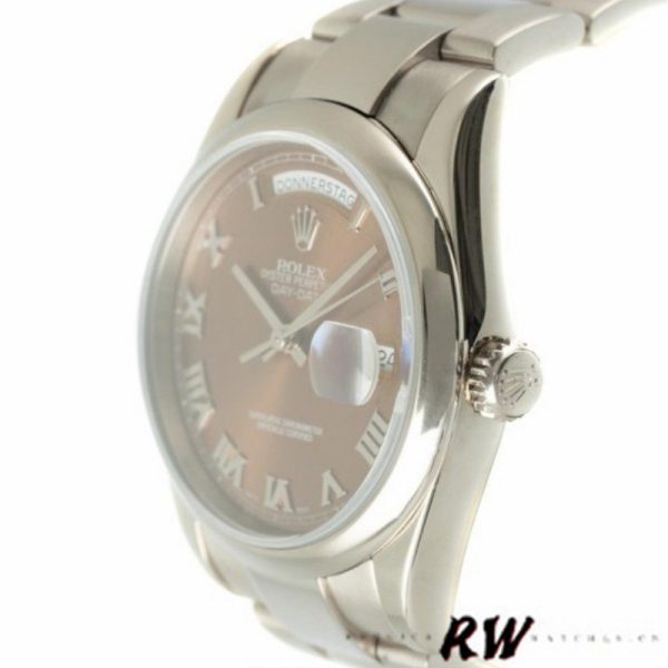 Rolex Day-Date 118209 White Gold Copper Brown Dial 36mm Unisex Replica Watch - Image 4