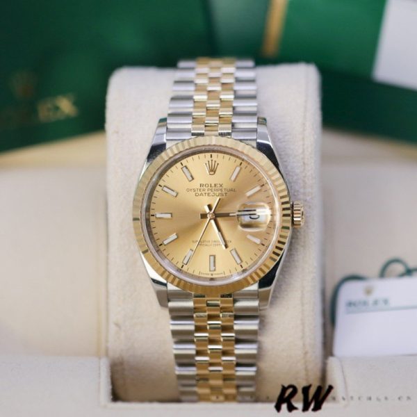 Rolex Datejust 126233 Champagne Index Dial Fluted Bezel 36MM Unisex Replica Watch - Image 2