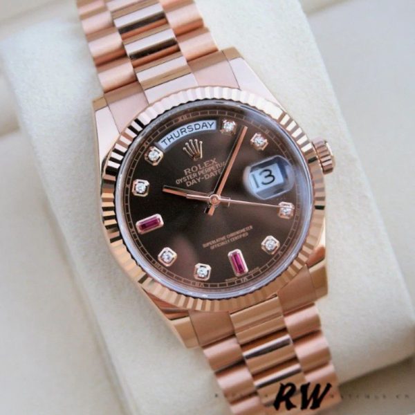 Rolex Day-Date 118235 Rose Gold Chocolate Brown Dial 36mm Unisex Replica Watch - Image 3