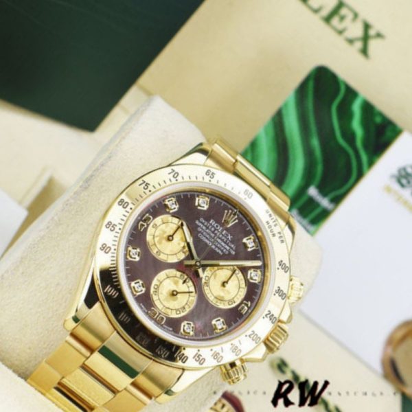Rolex Cosmograph Daytona 116528 Black MOP Diamond Dial 40MM Mens Replica Watch - Image 4