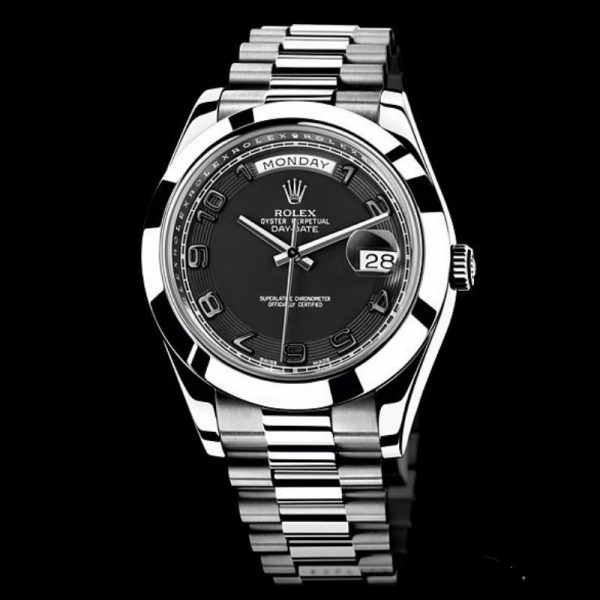 Rolex Day-Date 218206 Concentric Black Dial Platinum 41MM Mens Replica Watch - Image 3