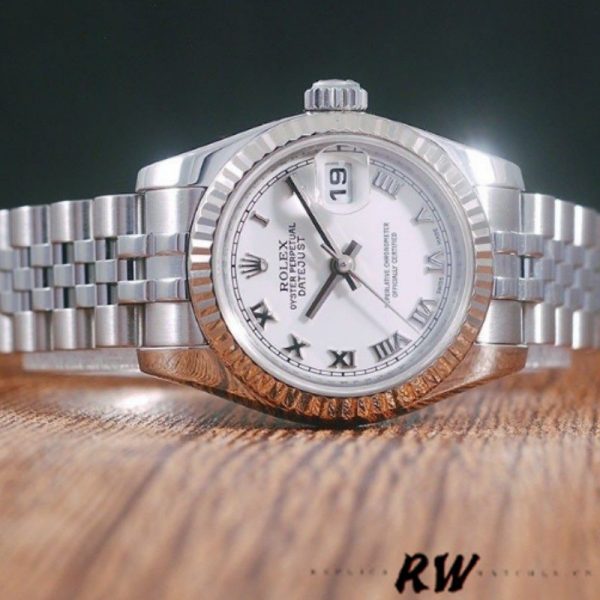 Rolex Datejust 179174 White Roman Dial Fluted Bezel 26MM Lady Replica Watch - Image 4