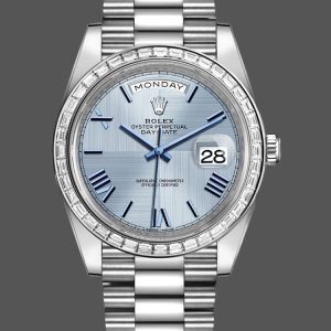 Rolex Day-Date 228396TBR Ice Blue Dial Platinum Diamond Bezel 40mm Mens Replica Watch