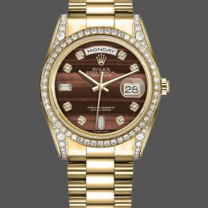 Rolex Day-Date 118388 Bull’s Eye Brown Dial 36mm Unisex Replica Watch