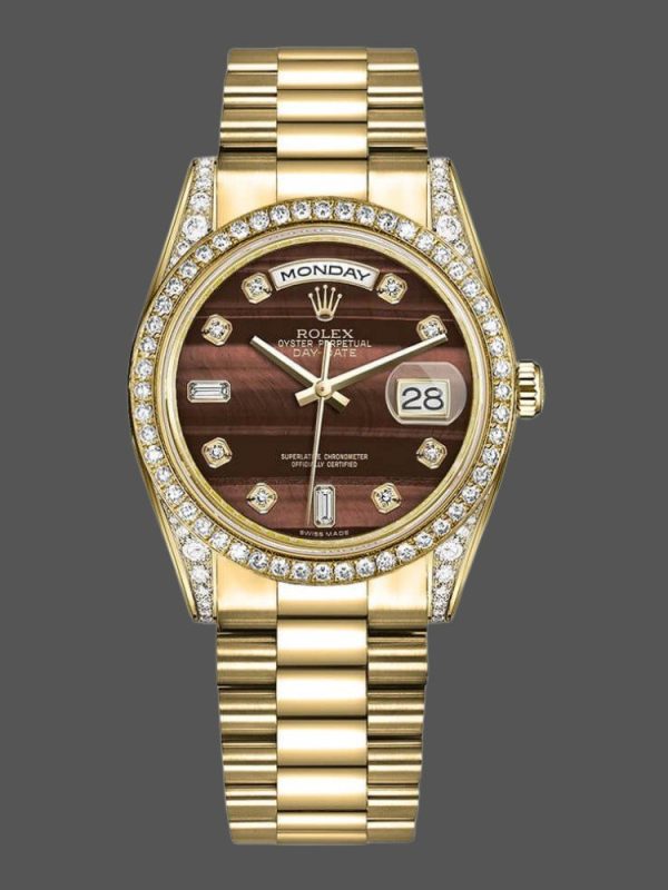 Rolex Day-Date 118388 Bull’s Eye Brown Dial 36mm Unisex Replica Watch