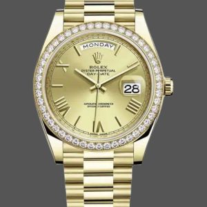 Rolex Day-Date 228398TBR Champagne Roman Numeral Dial Diamond Bezel 40mm Mens Replica Watch