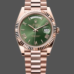 Rolex Day Date 40 18k Everose Gold Olive Green Dial m228235 0025 40mm