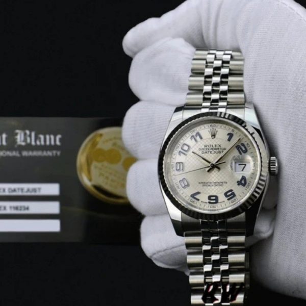 Rolex Datejust 116234 Silver Dial Blue Arabic Numeral Hour Markers 36mm Unisex Replica Watch - Image 2