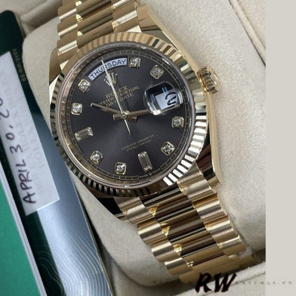 Rolex Day-Date 128238 Fluted Bezel Dark Grey Dial 36MM Unisex Replica Watch - Image 3