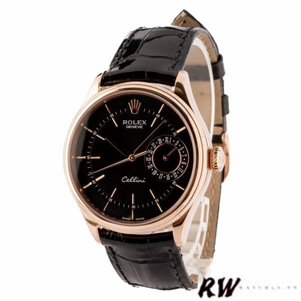 Rolex Cellini Date 50515 Rose Gold Black Index Dial 39mm Mens Replica Watch - Image 2